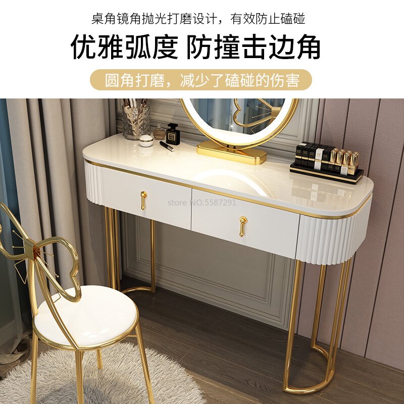 Nordic stijl modern minimalistisch slaapkamermeubilair dressoir met led spiegellicht luxe verf antislip make-up tafels met lades