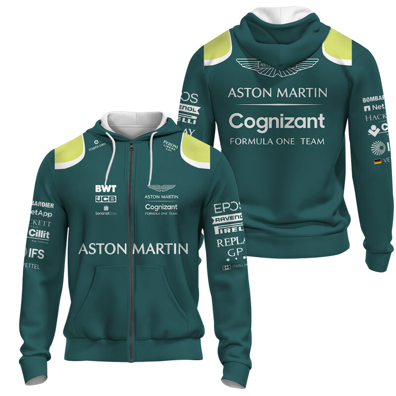 2023 Aston Martin F1 Jas Alonso Jersey Uniform Losse Jas Formule 1 Racing Pak Mannen En Vrouwen Fan kleding Moto Jack Tops