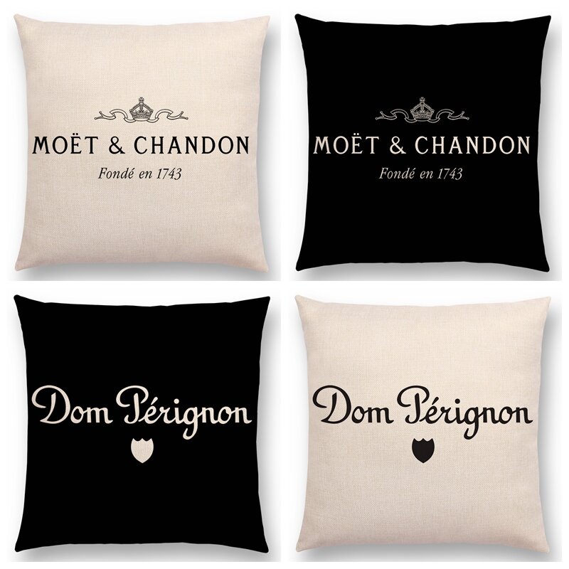 Black White Linen Cushion Cover Luxury Decoration Pillow Case High Quality Printed Bar Letters Hotel Family Sofa Pillow Cover