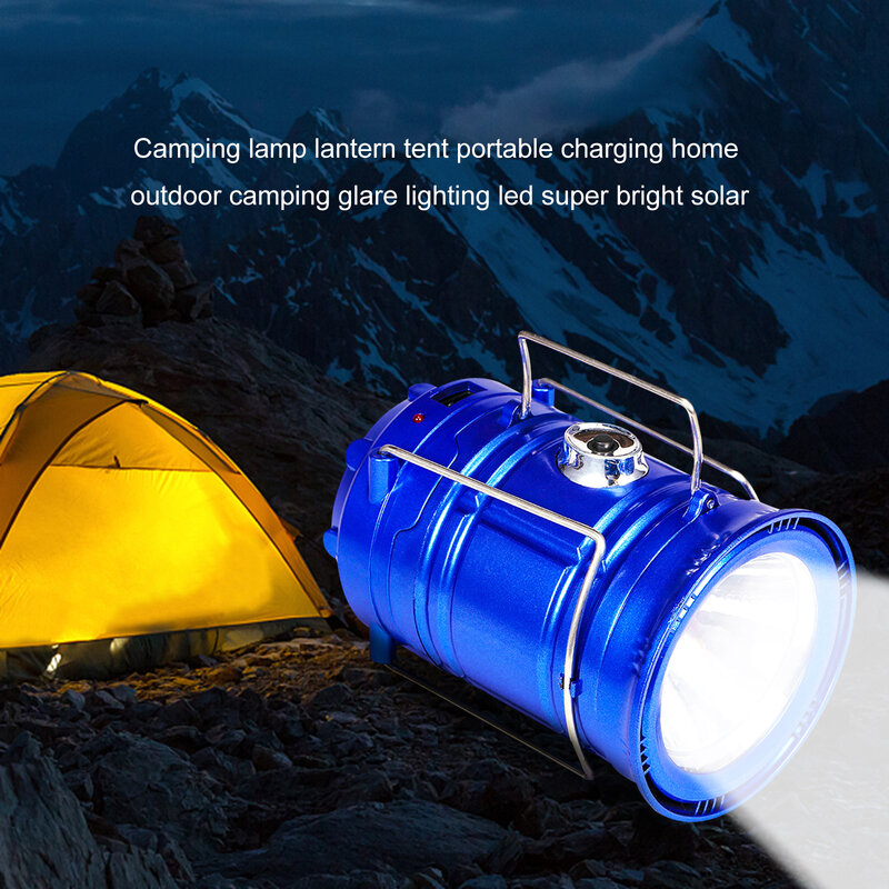 Solar LED Camping Light Hanging Lantern for Outdoor Tent Lamp Portable Lanterns Telescopic Torch Lamps Hiking Emergency Lighting