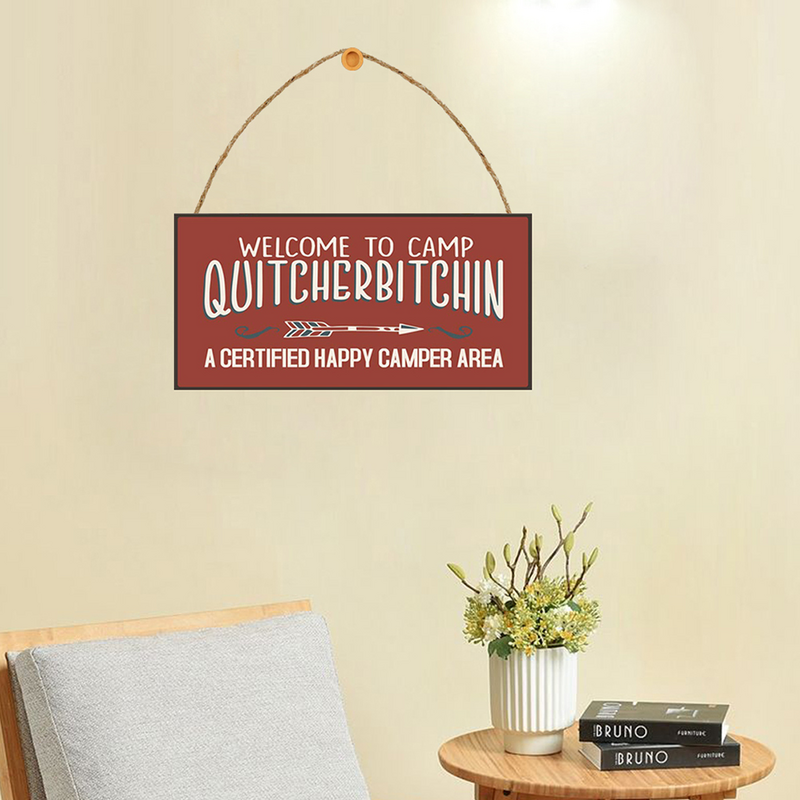 Wooden Hanging Sign Welcome Sign Palque for Home Shopping Mall Office Camp Club Front Door Hanging Decoration With Rope