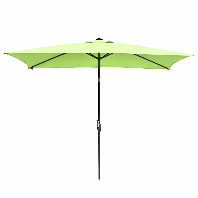 10x6ft Aluminum Patio Energy-saving Solar LED Umbrella with 20LEDs Apple Green