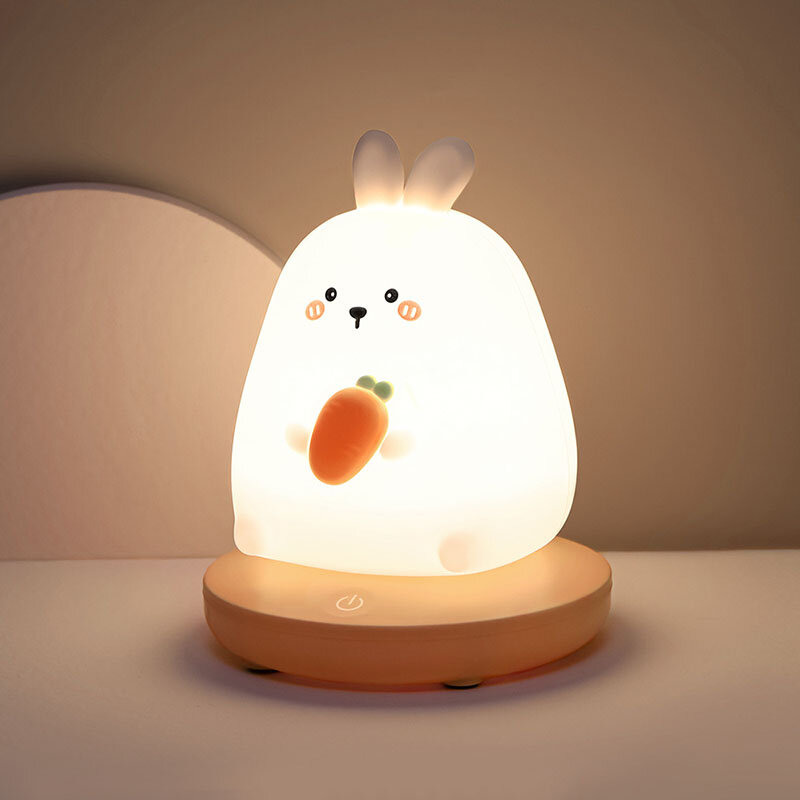 Led Night Light Silicone Rabbit/Panda/Tiger/Pig Night Lamp USB Charging Light For Kids Children Bedroom Christmas Gift