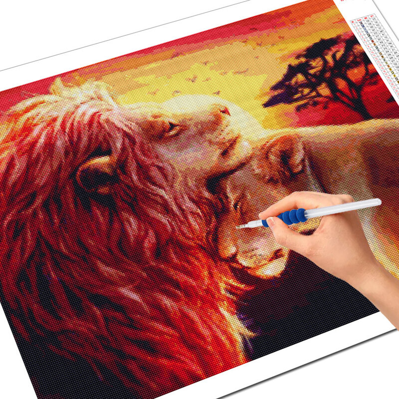Evershine เพชรภาพวาด Lion 5D ภาพ Rhinestones เพชรเย็บปักถักร้อยสัตว์ Sunset เย็บปักถักร้อยโมเสคชุด Handmade Hobby