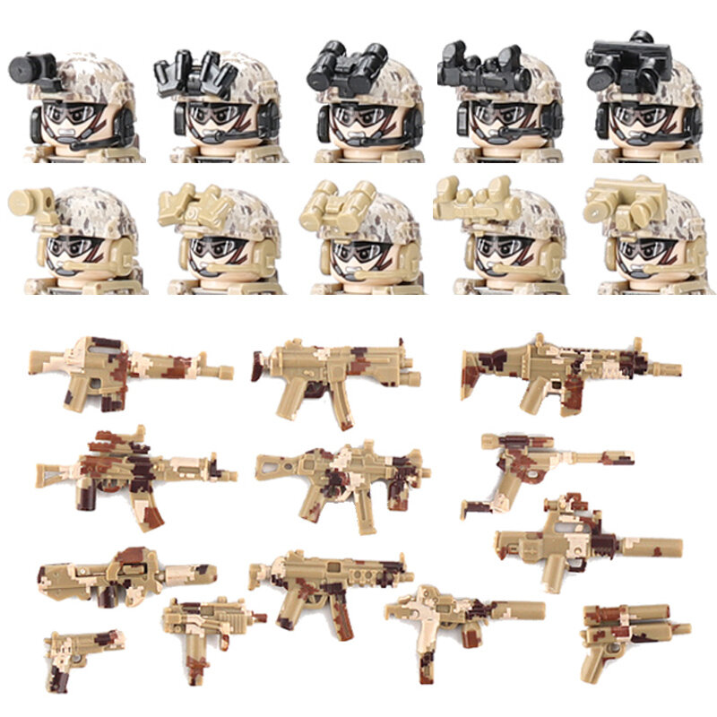 도시 경찰 미국 해군 물개 특수 부대 빌딩 블록 군인 기동대 피규어 총 무기 헬멧 벽돌 아이들을위한 장난감