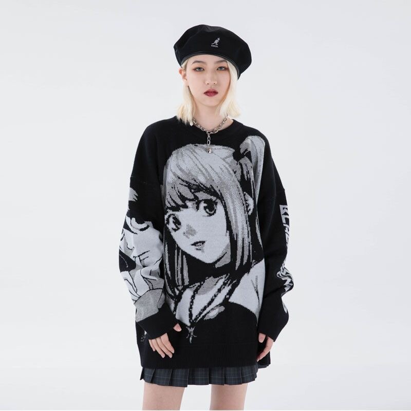 Anime Death Note Misa Cosplay Kostüm Hip Hop Streetwear Harajuku Erwachsene Stricken Lose Pullover Pullover Uniform