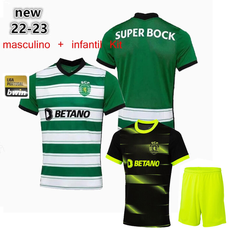 Men kids kit 22/23 Sporting CP camisa de futebol PHELLYPE 2022 2023 Sporting Lisbon VIETTO Shirt SPORAR JOVANE uniform 2022/23