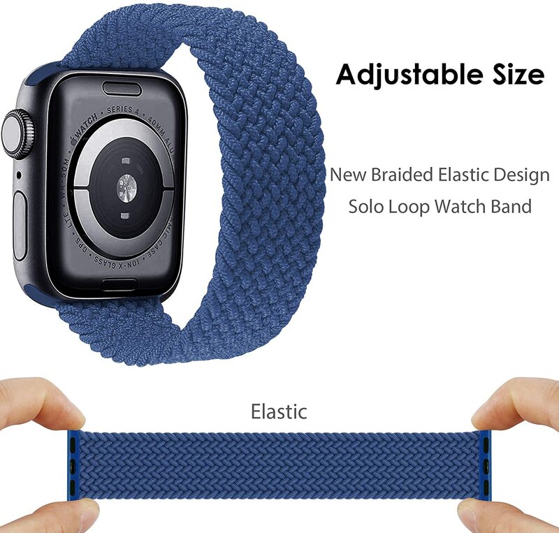 Ремешок для Apple Watch Band 44 мм 40 мм 45 мм 41 мм 42 мм 38 мм 49 мм, эластичный плетеный соло-браслет для iWatch Series 8 Ultra 7 se 3 6