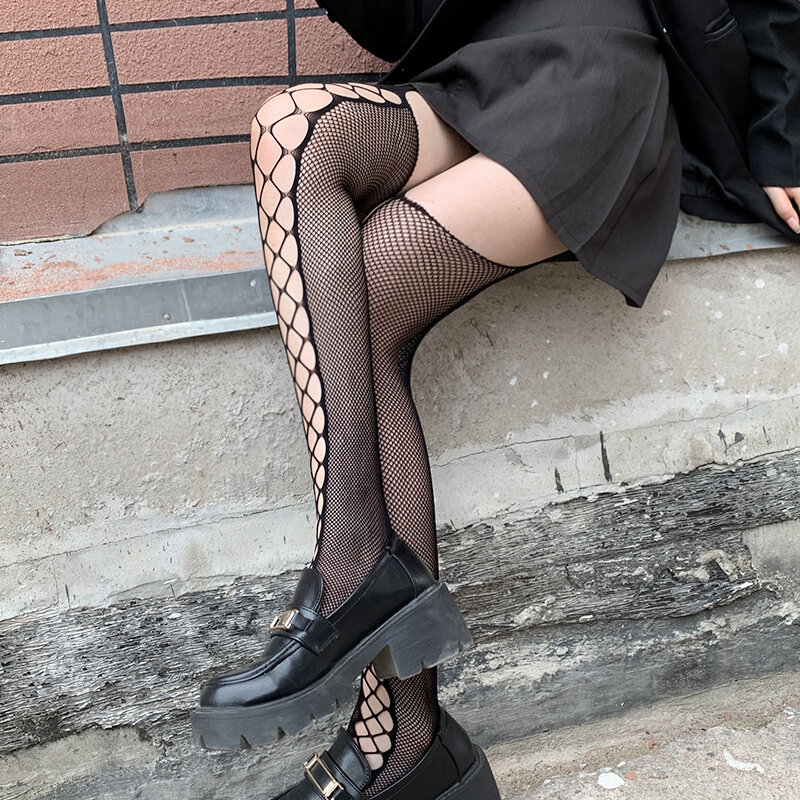 Mulheres sexy erótico malha aberta virilha collants liga cinto moda oco para fora preto gótico traje anime lolita collants meia-calça