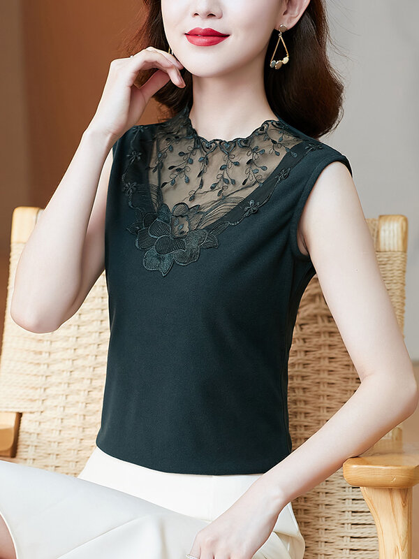 2021 vintage frauen sexy spitze bluse top dame weibliche vintage sleeveless beiläufige top chinesischen stil kleidung für frau