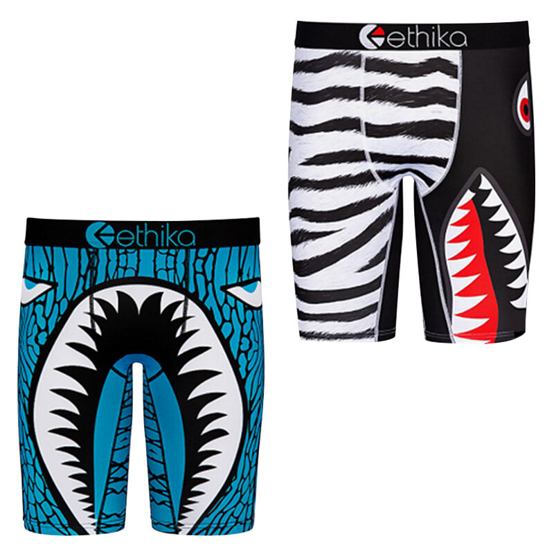 Ethika Summer Shark Print Camouflage Casual Cartoon Boxer Shorts Mens Fashion Personalized Underwear Ethika