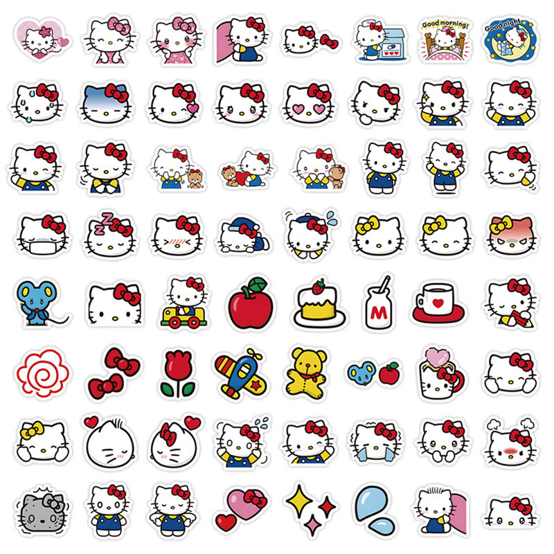 Pegatinas de dibujos animados de Hello Kitty para niñas, calcomanías de grafiti Kawaii, decoración para portátil, juguete para niños, 10/30/50/120 piezas
