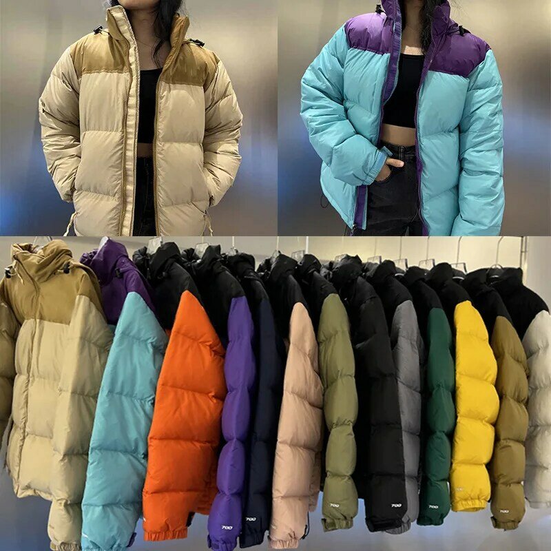 겨울 여성 다운 재킷 패션 신상 파카, 남녀 연인 아우터, 스플라이싱 후드 빵 옷, 따뜻한 코튼 코트