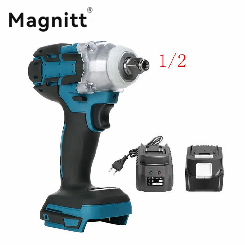 Безщеточный электрический ударный гайковерт Magnitt 18 в 1/2 нм, дюйма, перезаряжаемые электроинструменты для аккумулятора Makita 18 в