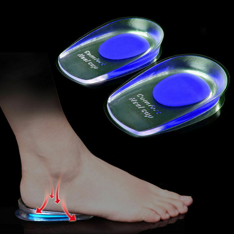 De silicona suave plantillas de Gel para espolones del talón dolor en el pie cojín masajeador de pies importa la mitad de la plantilla para talón Pad talón para aumento de altura Pad