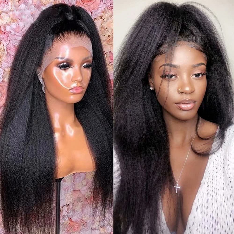 Perruque Lace Frontal Wig Remy naturelle crépue lisse – Amanda, cheveux humains, 4x4 13x4, perruque Lace Frontal Wig transparente