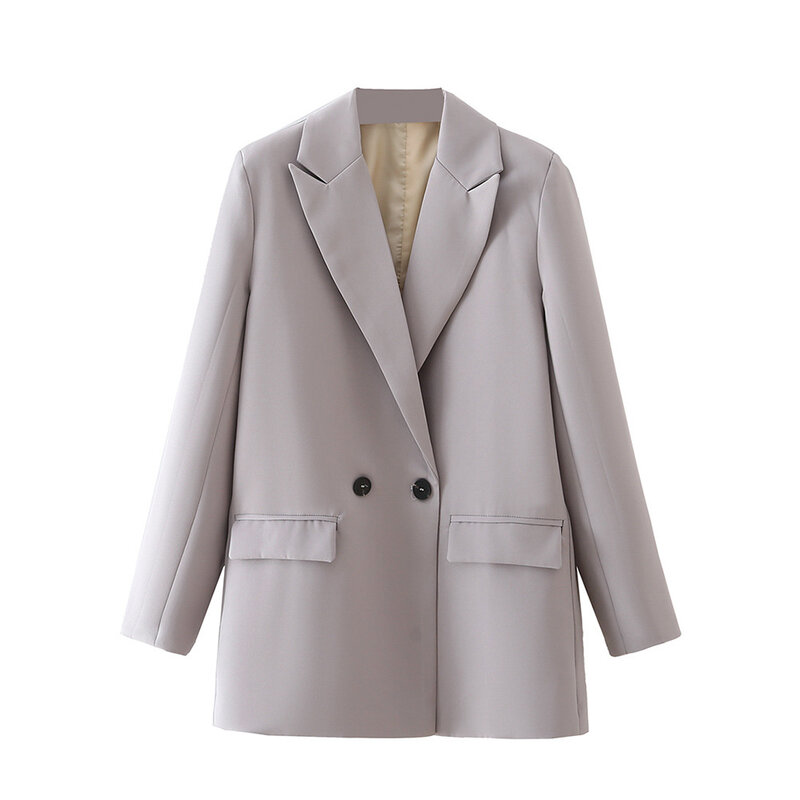 Blazer de doble botonadura para mujer, abrigo clásico suelto, chaqueta de traje, prendas de vestir elegantes, trajes para mujer, 2022