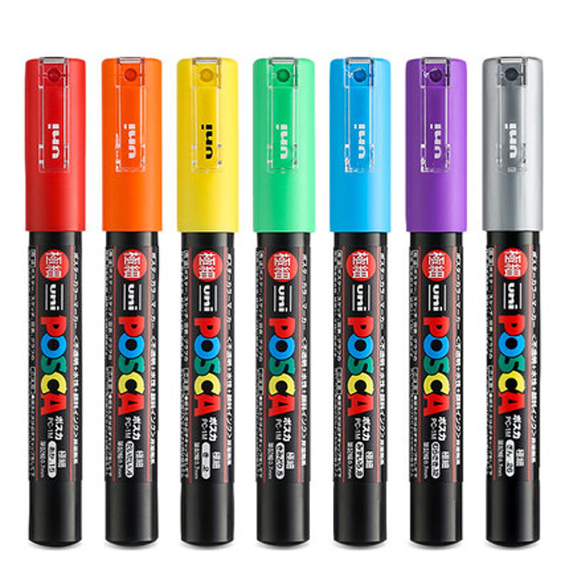 1PCS UNI POSCA PC-1M 21-farbe Werbung Stift Graffiti Highlight Stift Propylen Runde Kopf Mark 0,7 Wasser-basierend Hand bemalt