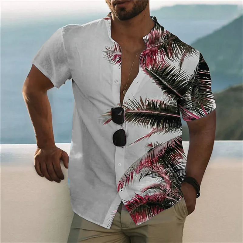 2022 코코넛 나무 셔츠 남성용 3d 프린트 남성용 하와이안 셔츠 비치 5xl 반팔 패션 탑스 티셔츠 남성 블라우스 Camisa