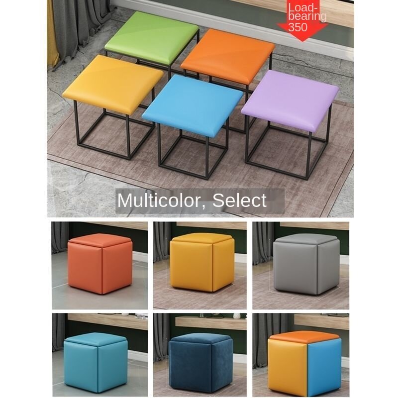 Taburete plegable 5 en 1 para sala de estar, Cubo de Rubik para el hogar, multifuncional, de hierro, almacenamiento
