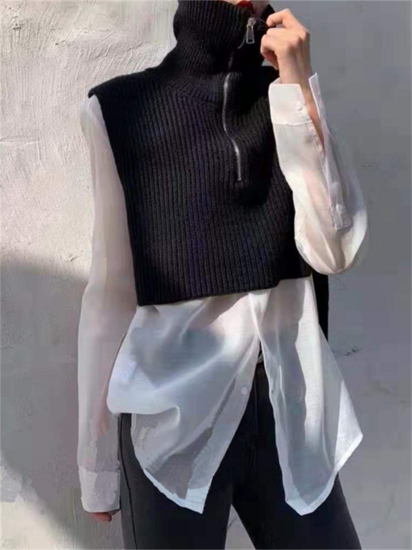 Gilet en laine tricoté pour femmes, ample, sans manches, surdimensionné, pour filles