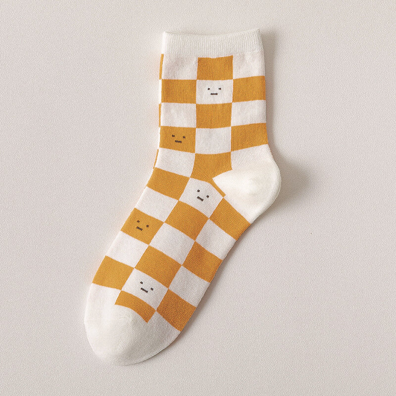 Calcetines de tubo trenzados para mujer, medias de diseñador, color amarillo, naranja, bonito, primavera y verano, 2022, 1 par