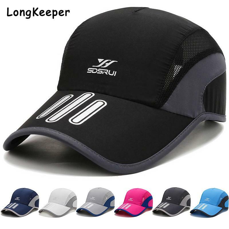 Men Mesh Cap Running Baseball Tennis Cap Hat Breathable Quick Dry Hat Bone Snapback Male Climbing Running Sport Hats Black Blue
