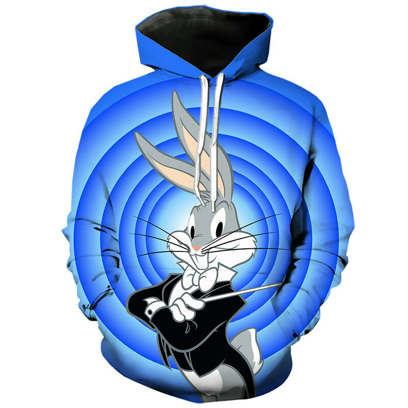 Sweat-shirt à capuche pour garçons et enfants, sweat-shirt de personnalité, décontracté, design de dessin animé hooligan rabbit, 2022, printemps et automne, xxs-6XL