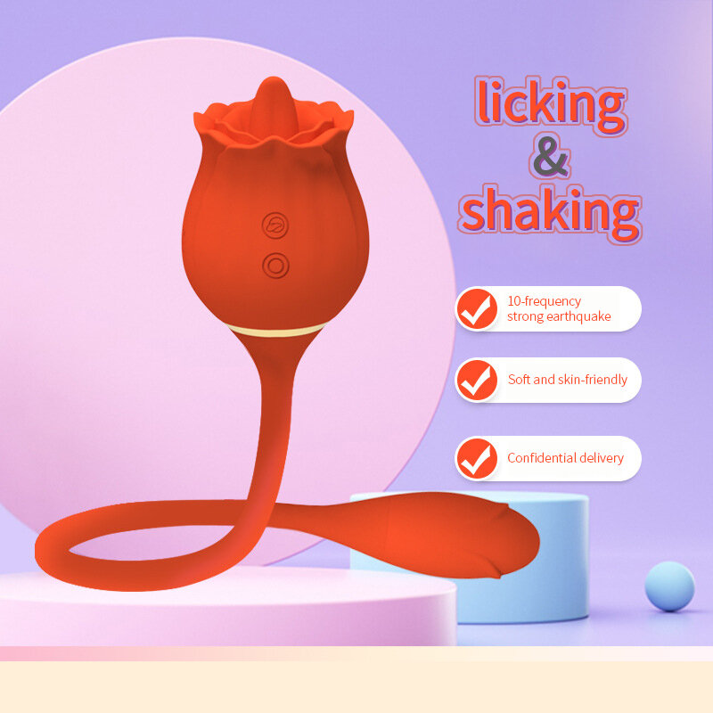 Rose Sucking Vibrator Licking Tongue Vagina Vibrating Nipple Clitoral Stimulation Adult Female Masturbation Sex Toys For Women