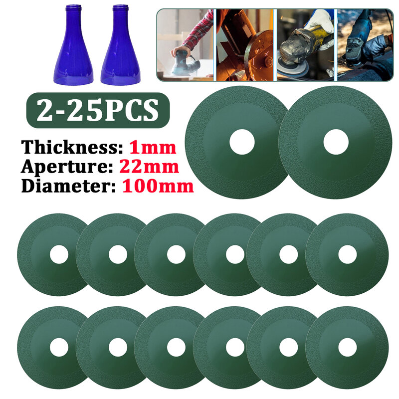 2-25pc Glass Cutting Disc 22mm Diameter Blade Glass Cutting Disk Aperture Cutting Disc Saw Blade for Crystal Bottle Ceramic Tile