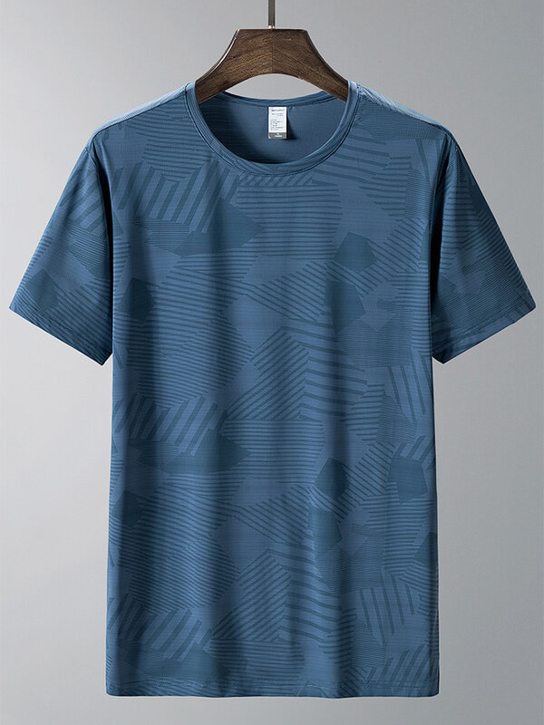 Kaus Jaring Bersirkulasi Musim Panas Kaus Keringat Nilon Lentur Pakaian Olahraga Pria Ukuran Besar Mode Cetak Kaus Olahraga Gym 8XL