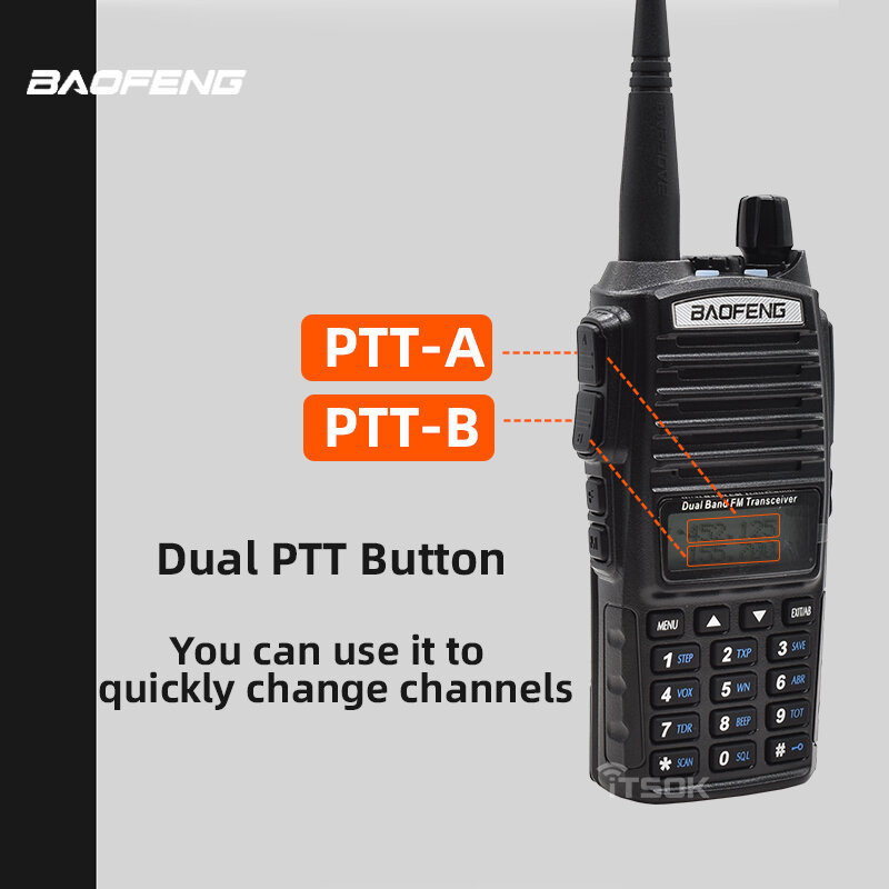 Baofeng-walkie-talkie UV 82, Real, 8W, 5W, radio ham, comunicador Dual PTT de largo alcance, dos vías, portátil, FM, estación de radio cb Amateur