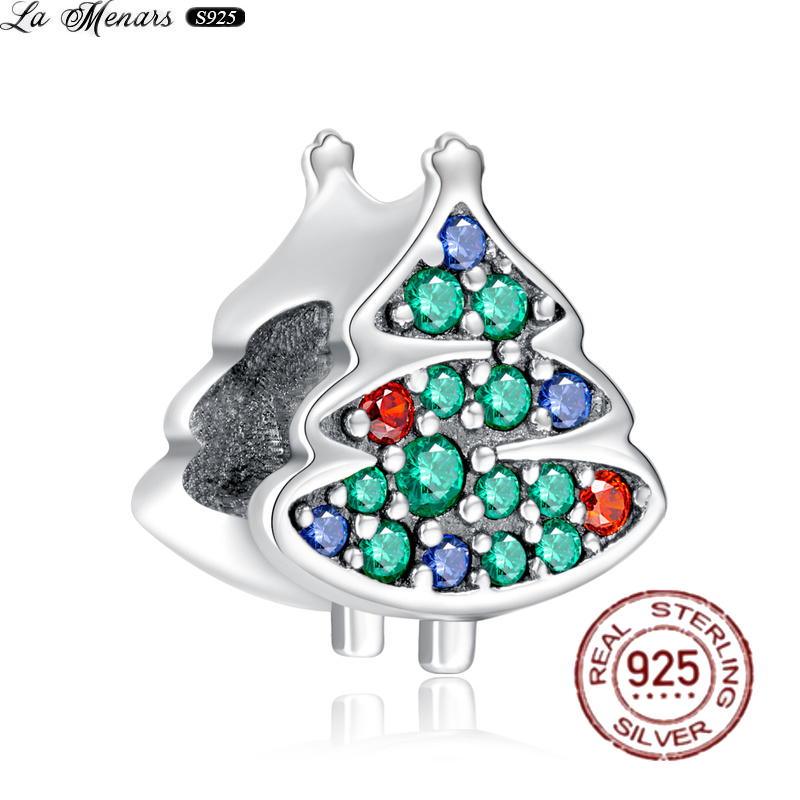La menars charme pulseira verde zircon coração árvore de natal contas para pulseiras femininas férias jóias finas presente