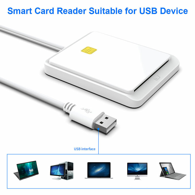Portable USB 2.0 Smart Card Reader DNIE ATM CAC IC ID Bank Card SIM Card Cloner Connector Black White Color for Windows Linux
