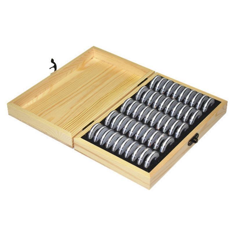 Wooden Coin Case Coin Protection Capsules Holder Storage Box Container For Storing 40 Coins100 Banknotes