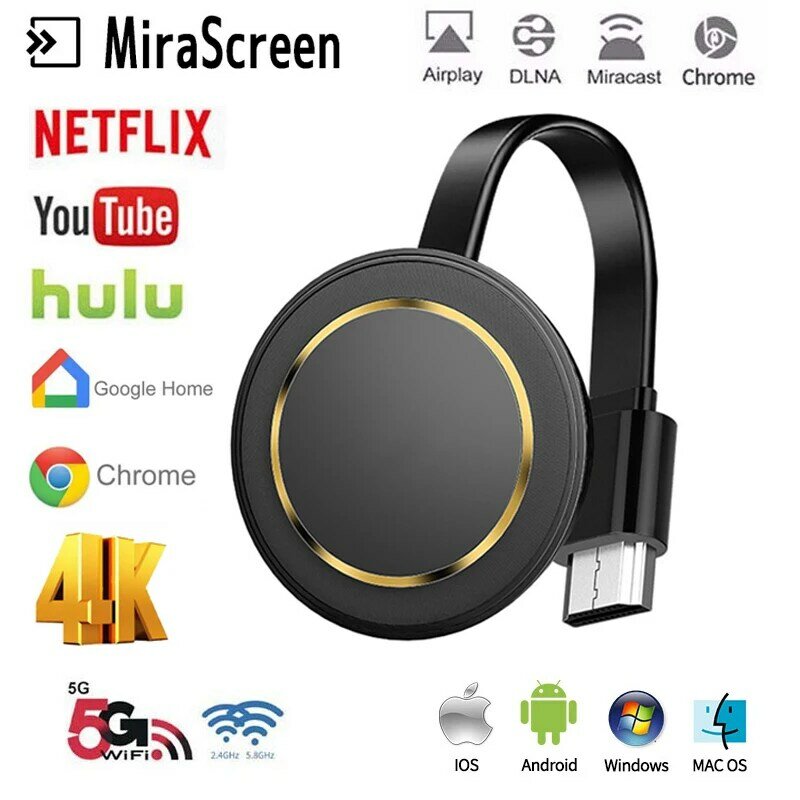 Miracast – Dongle d'affichage WiFi 1080P, compatible HDMI, clé TV, Airplay, partage de miroir d'écran DLNA, pour téléphone iOS et Android