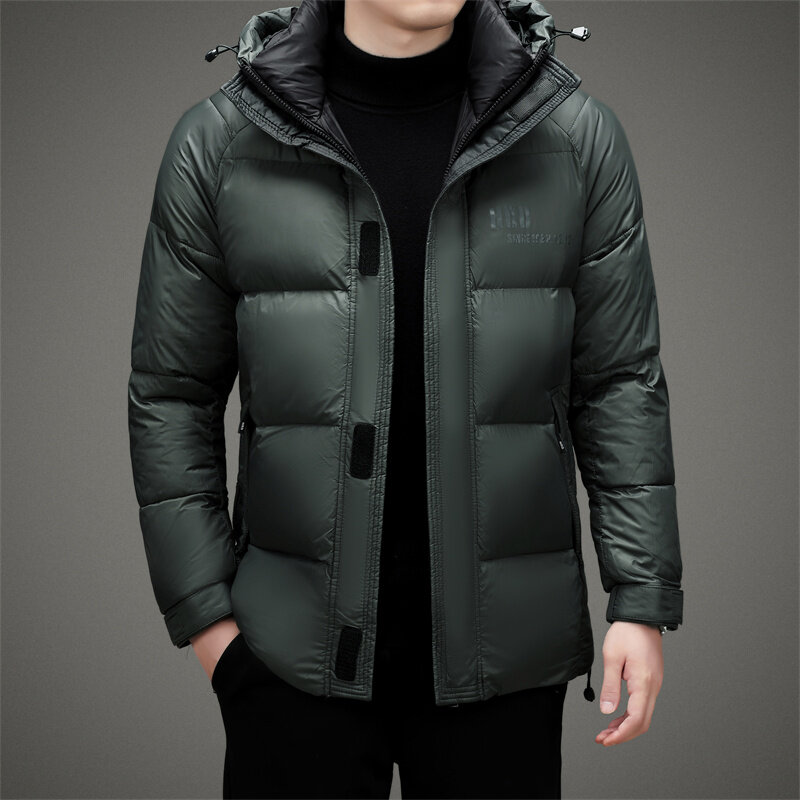 Jaqueta masculina com capuz resistente a frio, roupa acolchoada de algodão, vento de imitação, grossa, quente, casual, inverno, novo