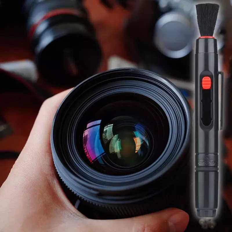 3 em 1 kit lente caneta limpador de pó para dslr vcr dc lentes da câmera filtros limpeza escova retrátil dropshipping quente
