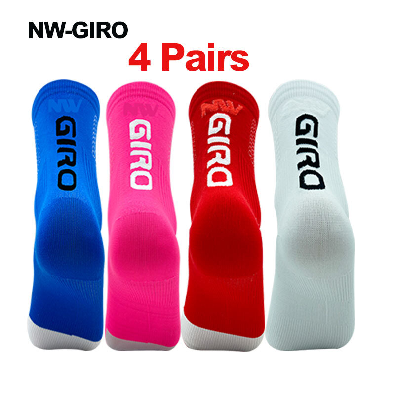 NW-GIRO 4 paia 2022 nuovi calzini da ciclismo bici infermiera compressione bici da strada in esecuzione Mtb ginocchio-alto bianco sport divertente marca nera