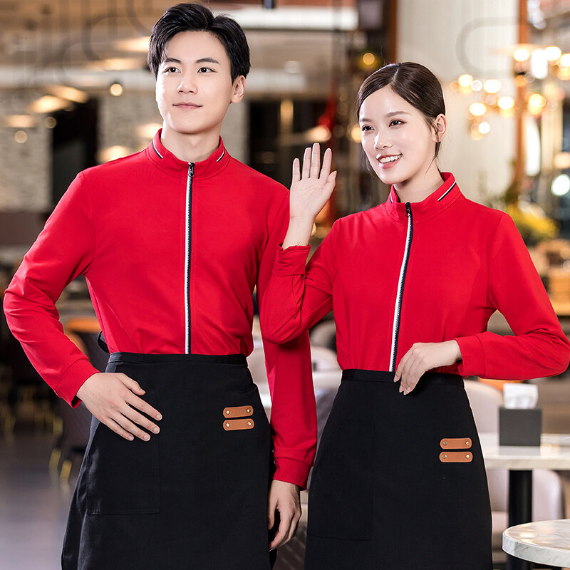 Vêtements de travail personnalisés Hotpot Fast Food, uniforme à manches longues pour serveur de Restaurant occidental, sweat-shirt de cafétéria magasin de thé au lait