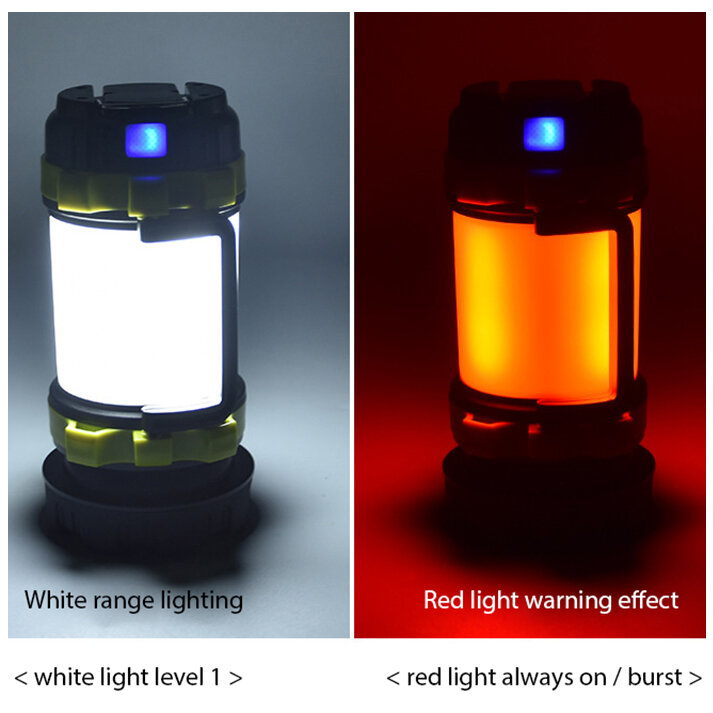 XM-L T6 USB Rechargeable COB Camping Led Flashlight Color Light Built in Battery Torch for Emergency Powerbank White Red Lantern