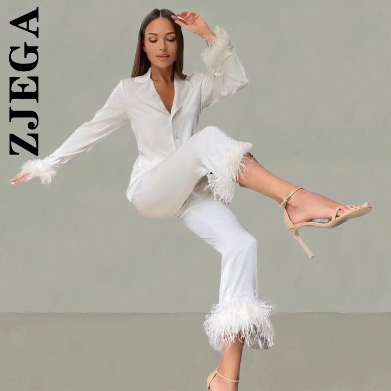 Zjega – pyjama à manches longues et boutons pour femmes, ensemble haut et pantalon Slim, Simple, vêtements de nuit