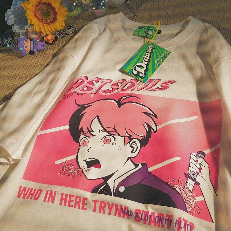 Hip Hop Streetwear Harajuku T-shirt Mannen Japanse Anime Print T Shirt Nieuwe Zomer Korte Mouw T-shirt Casual Losse Tops Tees