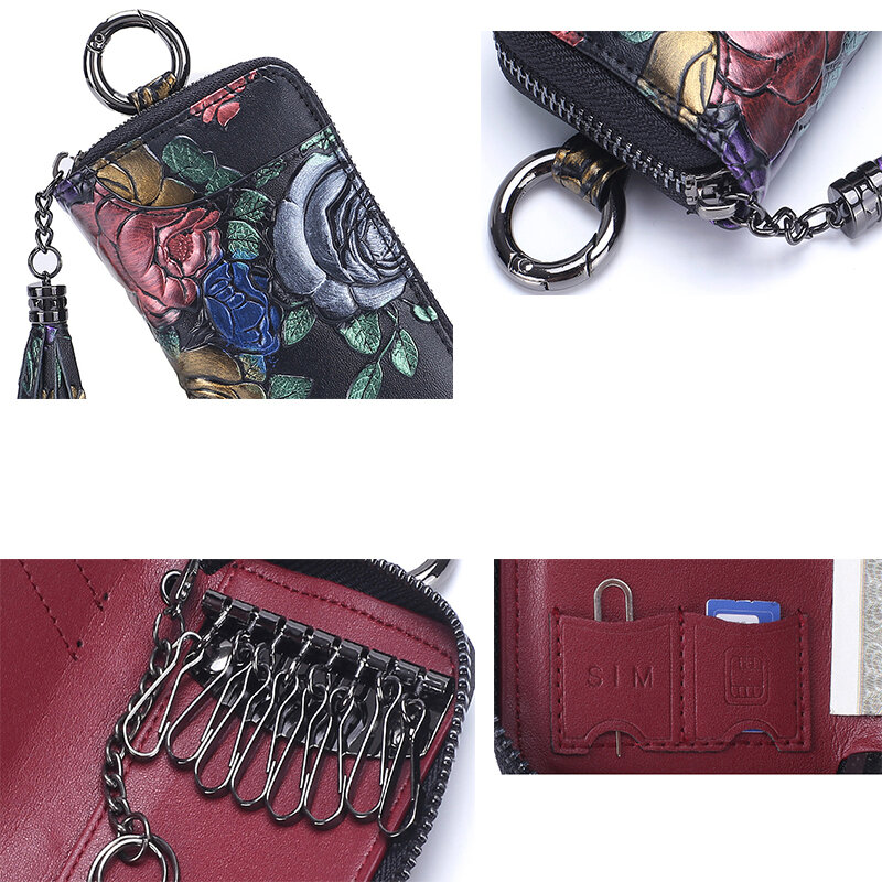 พรีเมี่ยมหนังผู้หญิงกระเป๋าสตางค์หญิงรถคีย์2022ใหม่ Key Case ขนาดใหญ่ความจุพวงกุญแจ Organizer ขนาดเล็ก...