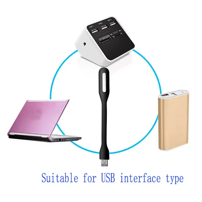 Mini Lámpara de lectura portátil con USB, 5V, 1,2 W, superbrillante, LED, para banco de energía, PC, portátil, Notebook