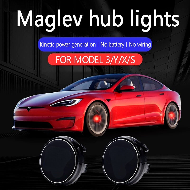 4ชิ้นสำหรับ Tesla รุ่น3รุ่น Y รุ่น S รุ่น X Luminous Levitation แม่เหล็ก Hub Light