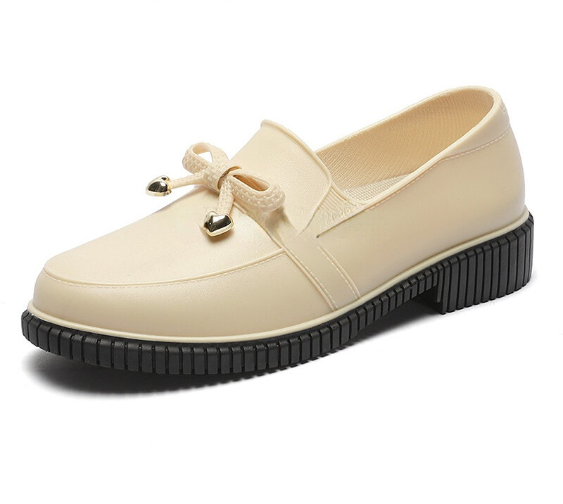 2022 novo bowknot botas de chuva mulheres tornozelo trabalho botas de água antiderrapante à prova dnon água de salto baixo sapatos de chuva de borracha jardim pvc galochas