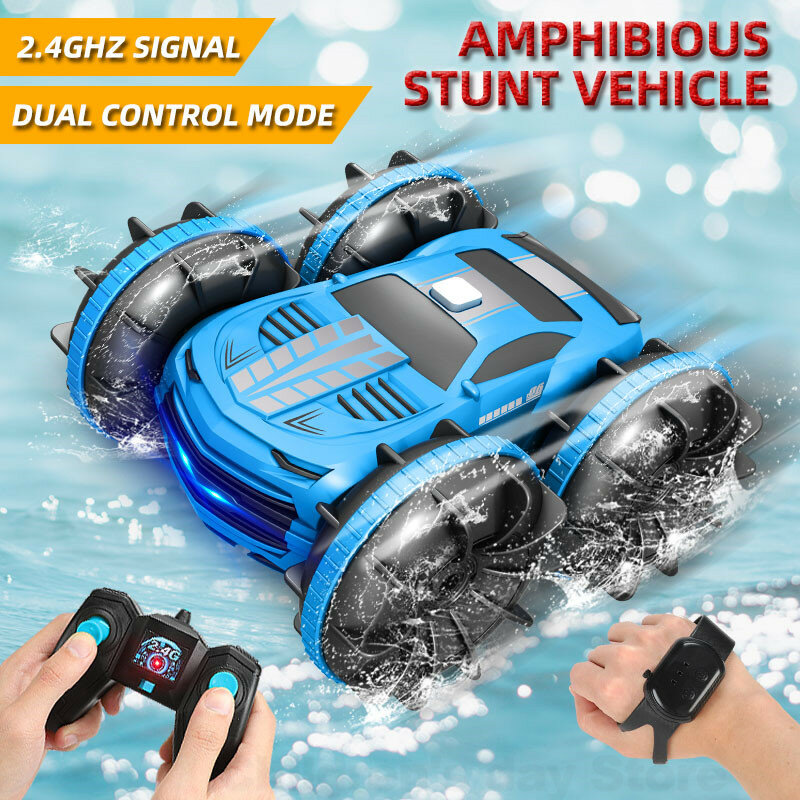 Véhicule amphibie 4 roues motrices RC, bateau télécommandé, voiture de cascade contrôlée par geste, jouet pour enfants adultes