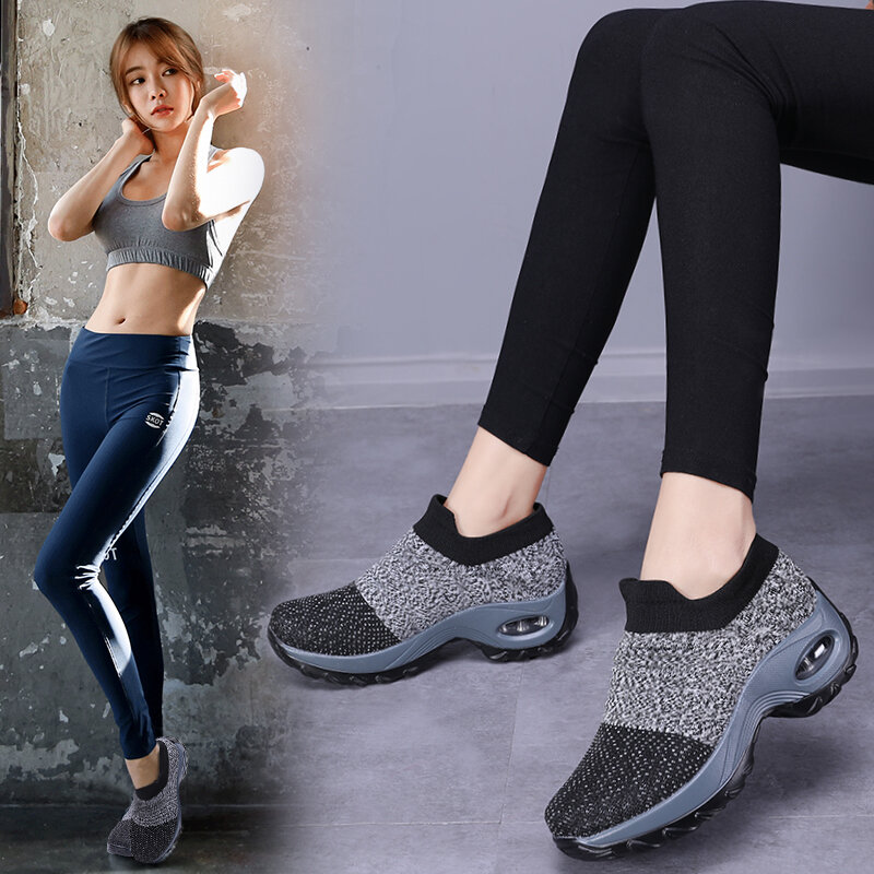 รองเท้าผู้หญิงรองเท้าวิ่งรองเท้าตาข่ายใหม่ Breathable ผสมสี Slip-On กีฬาหญิงหญิง Zapatos Mujer