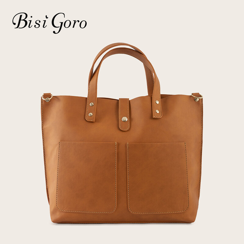 Bisi Goro – sacs à main en cuir PU pour femmes, fichiers d'ordinateur portable, grande capacité, fourre-tout à la mode, sacs à bandoulière de styliste, nouvelle collection 2022